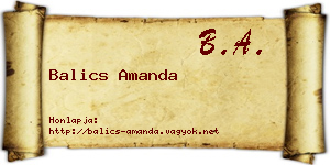 Balics Amanda névjegykártya